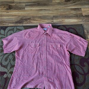 Casual Red Plaid Button-Down Shirt